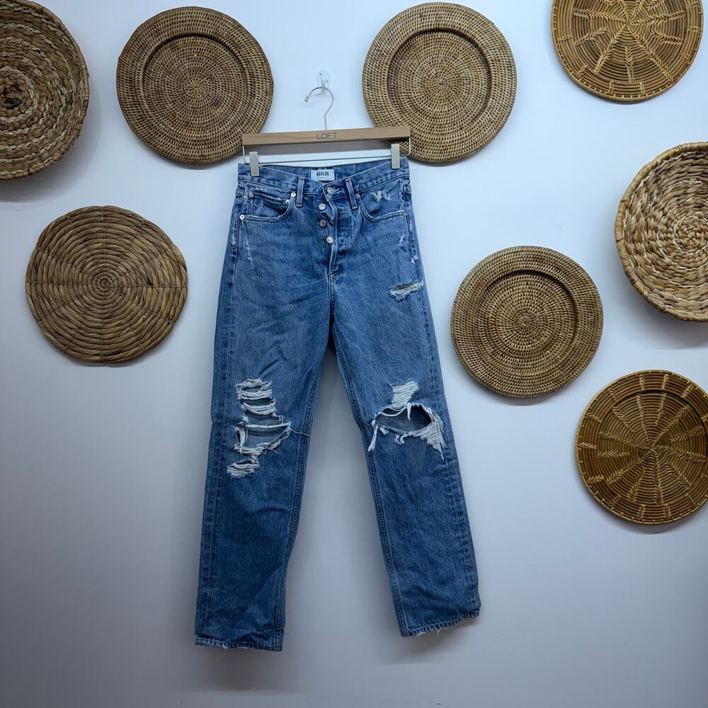 $215 AGOLDE 90s Jean 25 Distressed Loose Fit Button Fly